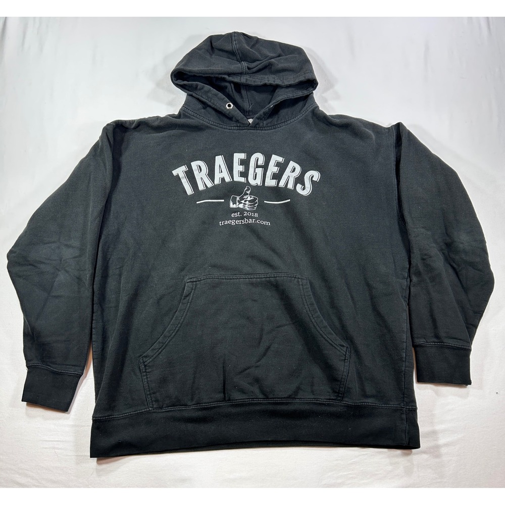 Independent Trading Co Traegers Bar Hoodie Black Graphic Sweatshirt Mens XL